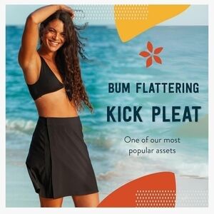 Ripskirt Hawaii Classic Black Kick‎ Pleat Travel/Summer Skirt/Coverup Sz M